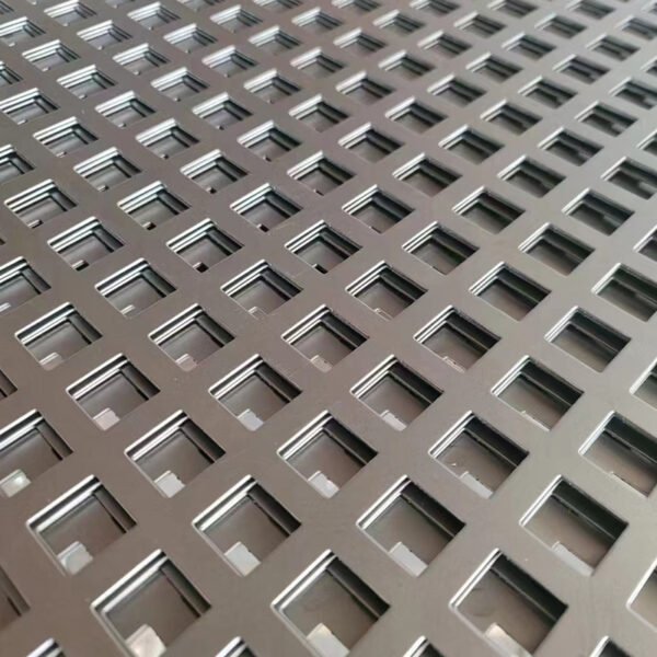 Stainless perforated steel panel offering strength and airflow for industrial filters speaker grilles and signage