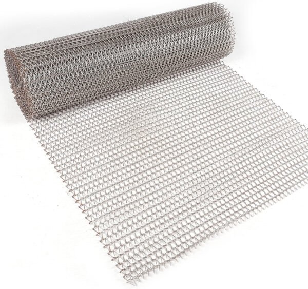 Flexible stainless steel belt conveyor offering smooth sanitary transport for packaging and automotive assembly
